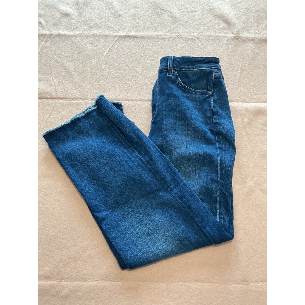 Chicos High Rise Straight Leg Jeans Blue Raw Hem Size 1.5R US 10R 0100